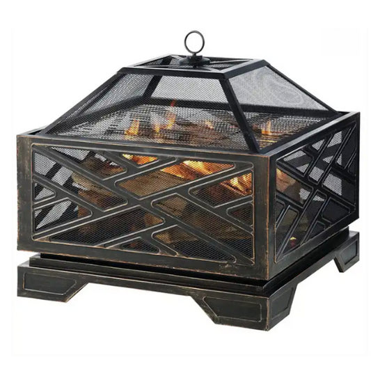 Square Metal Wood Burning BBQ Fire Pit